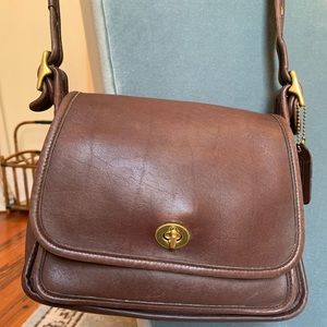Vintage Coach Rambler Brown Brass crossbody 9061